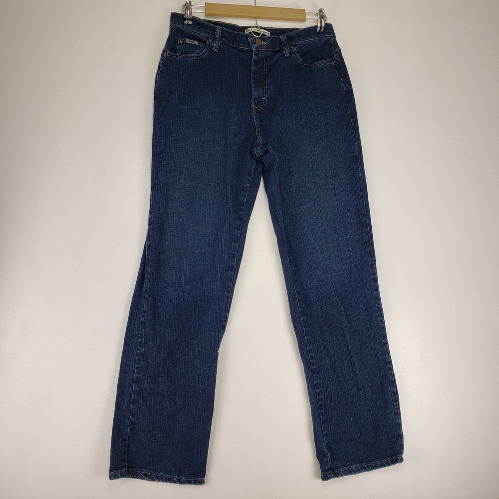 Lee Jeans Womens 8 Medium Blue Denim Straight Dark Wash Preppy Classic Mom